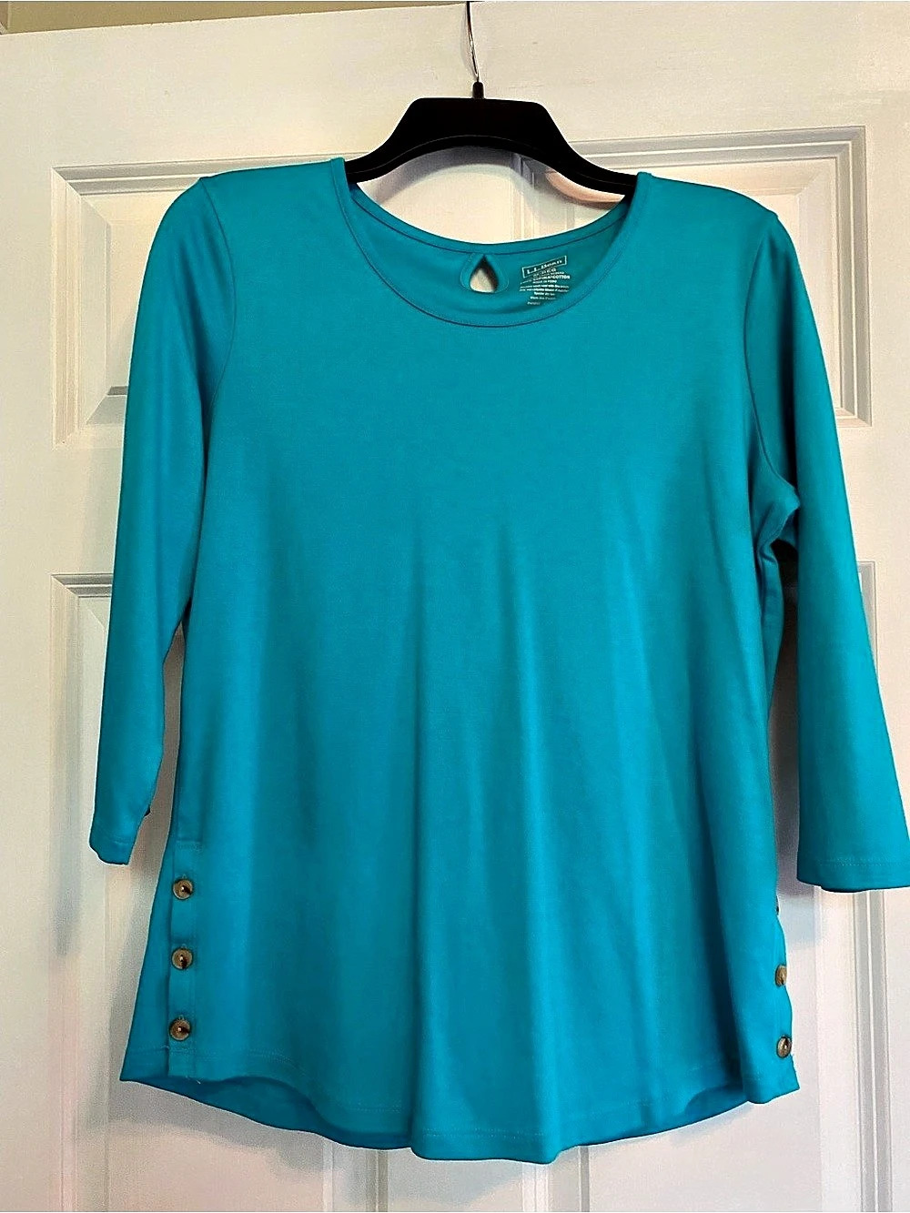 L.L.Bean Women's Pima Cotton Tunic, Three-Quarter-Sleeve Blue Medium
